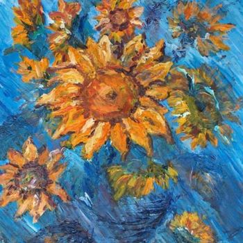 Painting titled "sunflowers" by Csaba Nicolae Baican Georgescu, Original Artwork