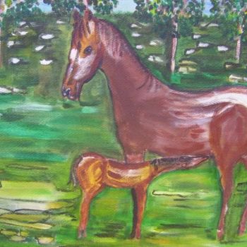 Peinture intitulée "EN EL HARAS" par Baigorria, Œuvre d'art originale, Autre