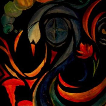 Картина под названием "The last Swan" - Jez Bb, Подлинное произведение искусства, Масло