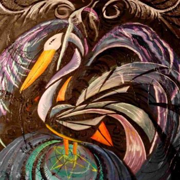 Schilderij getiteld "The Last Pelican" door Jez Bb, Origineel Kunstwerk, Olie