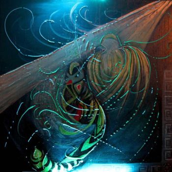Peinture intitulée "Le Quetzal" par Jez Bb, Œuvre d'art originale, Huile