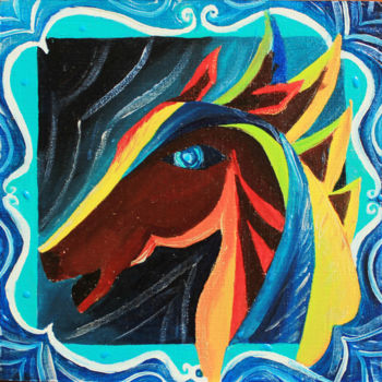 Peinture intitulée "Le cheval Bourbon" par Jez Bb, Œuvre d'art originale, Autre