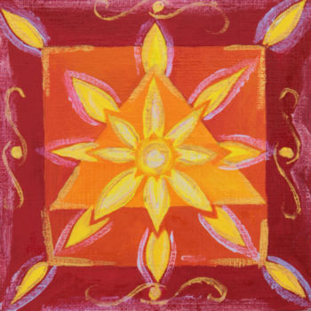 Peinture intitulée "Phoenix mandala" par Jez Bb, Œuvre d'art originale, Huile