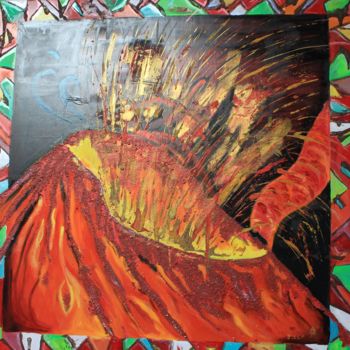 Картина под названием "Cône Volcanique" - Jez Bb, Подлинное произведение искусства, Масло