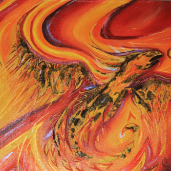 Peinture intitulée "Lava Flow - L'envol…" par Jez Bb, Œuvre d'art originale, Huile