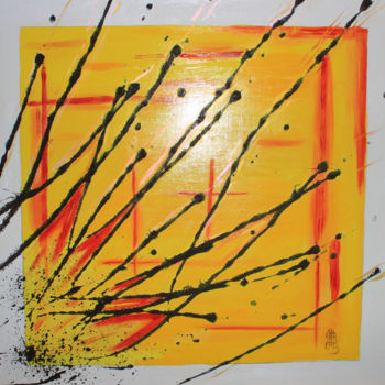 Картина под названием "Lava Flow Explosion" - Jez Bb, Подлинное произведение искусства, Масло