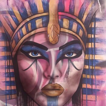 Painting titled "Cleopatre" by Baiz Bass, Original Artwork, Acrylic Mounted on Wood Stretcher frame