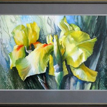 Peinture intitulée ",,Желтые лилии,," par Valerij Makovoj, Œuvre d'art originale, Huile