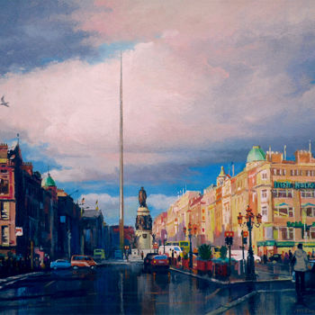 Schilderij getiteld "Центр Дублина,Ирлан…" door Valerij Makovoj, Origineel Kunstwerk, Acryl