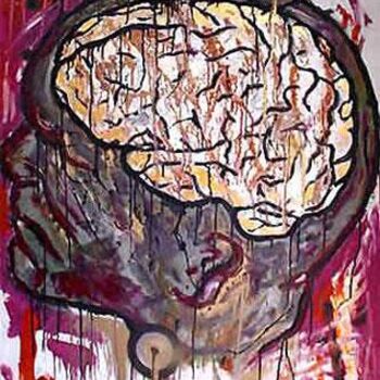 Malerei mit dem Titel "Le Cerveau" von Bajou, Original-Kunstwerk, Öl