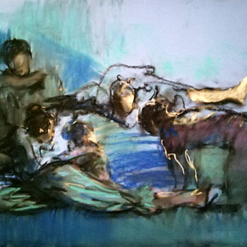 Drawing titled "At the rehearsal" by Sergey Bakin, Original Artwork, Pastel