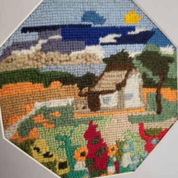 Art textile intitulée "paysage imaginaire…" par Balavoine Sophie, Œuvre d'art originale, Tapisserie Monté sur Carton