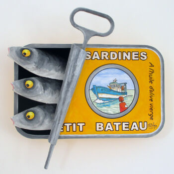 Γλυπτική με τίτλο "Sardines du Petit B…" από Philippe Balayn, Αυθεντικά έργα τέχνης, Εγγράφου mache