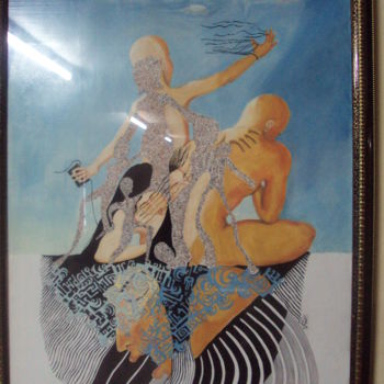 Malerei mit dem Titel "Enregistrhumain (l'…" von Baleme Khettab, Original-Kunstwerk
