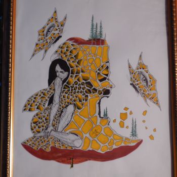Ζωγραφική με τίτλο "mélancolie(une pomm…" από Baleme Khettab, Αυθεντικά έργα τέχνης