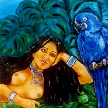 Painting titled "INDIAN BLUE /  WIR…" by Balgo, Original Artwork