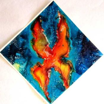 Painting titled "Papillon flamme" by Valentin, Original Artwork, Oil
