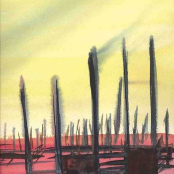 Peinture intitulée "Pollution I (détail)" par Valentin, Œuvre d'art originale, Huile