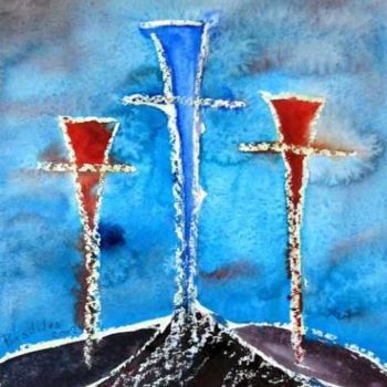 Painting titled "Totems chrétiens I" by Valentin, Original Artwork, Oil