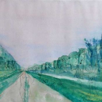 Schilderij getiteld "La route" door Valentin, Origineel Kunstwerk