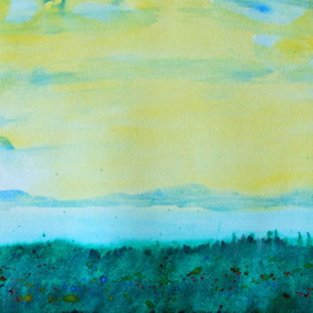 Painting titled "Paysage V" by Valentin, Original Artwork, Watercolor