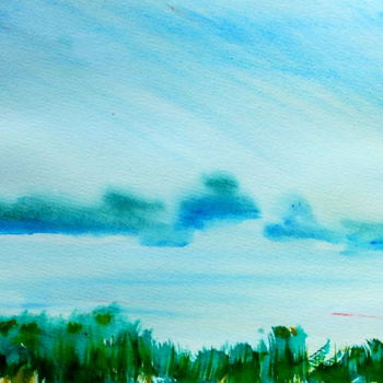 Painting titled "Paysage II" by Valentin, Original Artwork, Watercolor