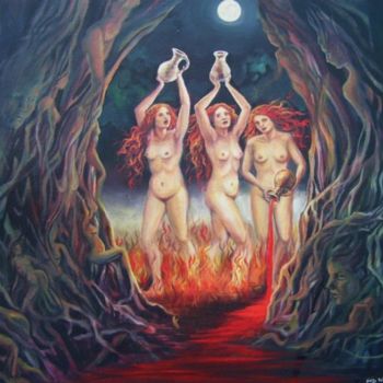 Painting titled "Menstrual Night" by Emily Balivet, Original Artwork, Oil