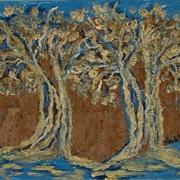 Pittura intitolato "1018-2Alberi-30x50c…" da Anna Maria Ballarati, Opera d'arte originale