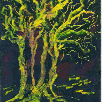 Schilderij getiteld "6-alberi-due-tratto…" door Anna Maria Ballarati, Origineel Kunstwerk