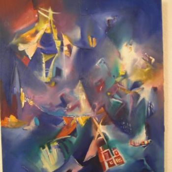 Painting titled "cité de rêve" by Bamar Ndiaye, Original Artwork