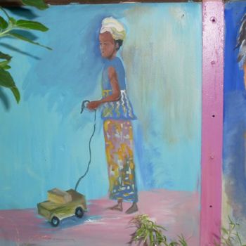 Painting titled "fresques" by Bamar Ndiaye, Original Artwork