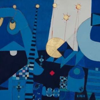 Pittura intitolato "mondo blu" da Claudio Bandini, Opera d'arte originale