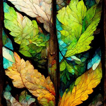 Digital Arts titled "Glass Leaf" by Bank3io, Original Artwork, Digital Painting