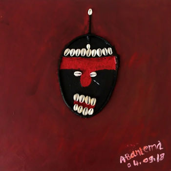 Peinture intitulée "Masque Foulani pein…" par Bantema, Œuvre d'art originale, Acrylique