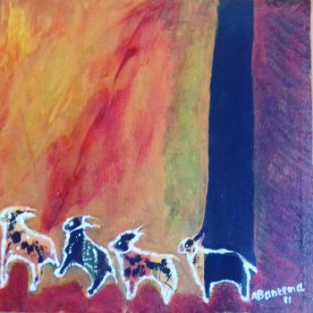 Painting titled "Animaux dans le dés…" by Bantema, Original Artwork, Acrylic