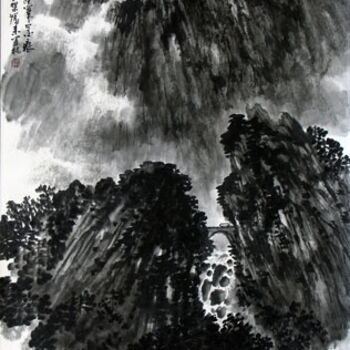 绘画 标题为“刘万林中国山水画6” 由半影老人, 原创艺术品
