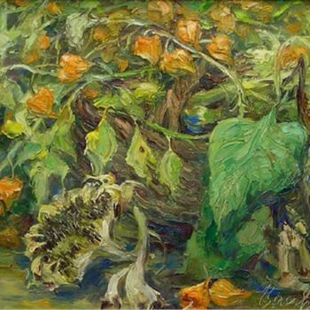 Pintura intitulada "Fall Flowers" por Baocheng Zhao, Obras de arte originais