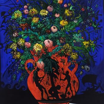 Pintura intitulada "Vareadores de Flores" por Baptiste Laurent, Obras de arte originais, Óleo Montado em Armação em madeira