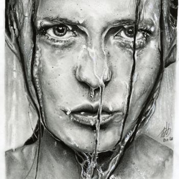 Disegno intitolato "On the Shower" da Baptiste Molard (ArtBat), Opera d'arte originale, Inchiostro