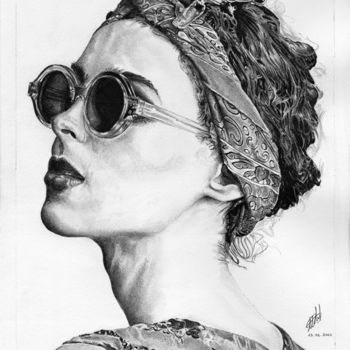 Disegno intitolato "Glam' glasses" da Baptiste Molard (ArtBat), Opera d'arte originale, Matita