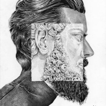 Drawing titled "Alpha Male" by Baptiste Molard (ArtBat), Original Artwork, Ink