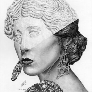 Disegno intitolato "Alpha Female" da Baptiste Molard (ArtBat), Opera d'arte originale, Matita