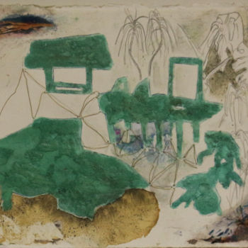 Druckgrafik mit dem Titel "herbier4-19x28-31,5…" von Baptiste Vanweydeveldt, Original-Kunstwerk, Gravur