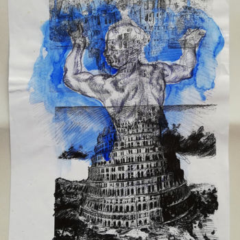 Disegno intitolato "Torsion(s)" da Baptiste Vanweydeveldt, Opera d'arte originale, Biro