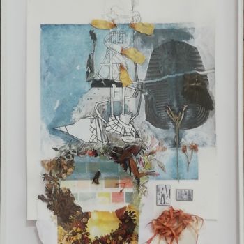Collages getiteld "Dimanche" door Baptiste Vanweydeveldt, Origineel Kunstwerk, Collages Gemonteerd op Karton