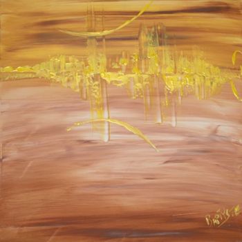Peinture intitulée "city jaune" par Baptyste, Œuvre d'art originale