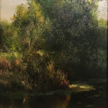 Картина под названием "Берег пруда" - Galina Baranova, Подлинное произведение искусства, Масло