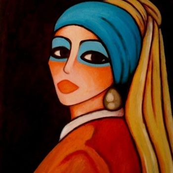 Pintura titulada "interprétation..the…" por Ahmed Salah Bara, Obra de arte original, Oleo