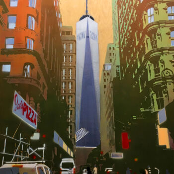 Schilderij getiteld "WTC" door Zsombor Barakonyi, Origineel Kunstwerk, Acryl