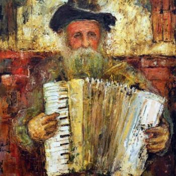 Painting titled "Accordionist.jpg" by George Baratashvili, Original Artwork, Oil